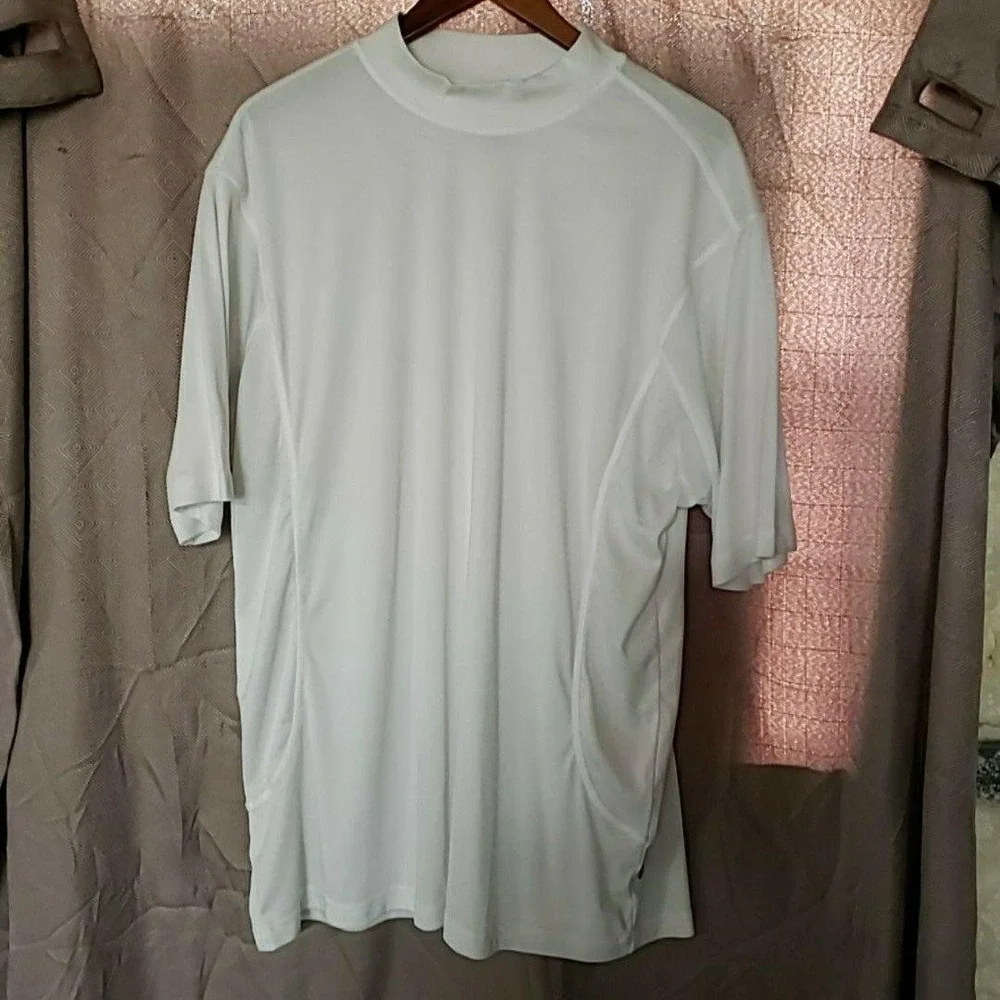 Adidas Shirt Mens XL White ClimaCool Short Sleeve Mock Neck Athletic Tee Top